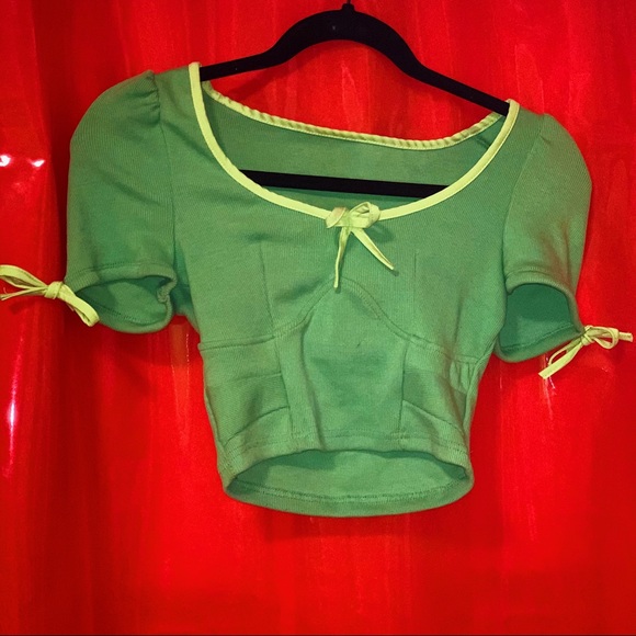 NEÓN GREEN BOW CROP - Picture 2 of 5